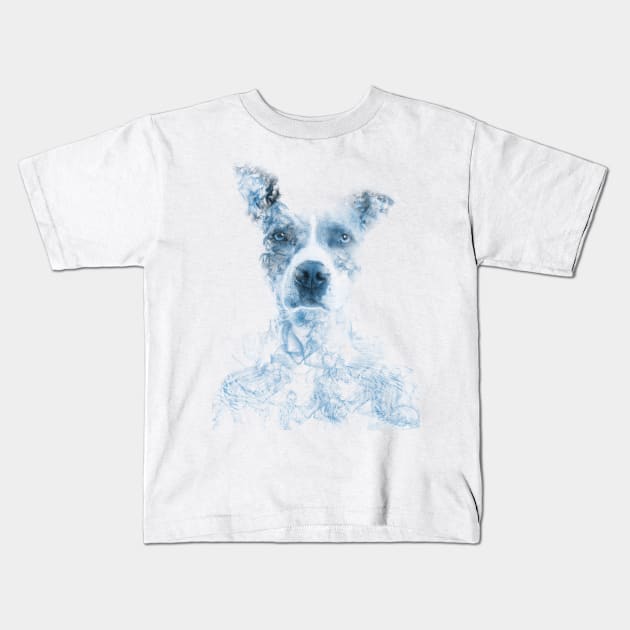 Staffie in the Smoke // Bilcos Designs Kids T-Shirt by BilcosDesigns